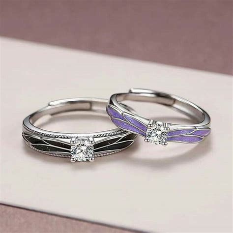 Couple Ring Menwomen Elegant 925 Silver Cubic Zircon Adjustment