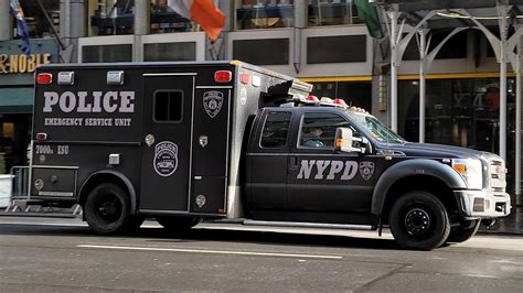 Nypd Emergency Service Unit Tac Medic Passing By On 5th Ave In Midtown