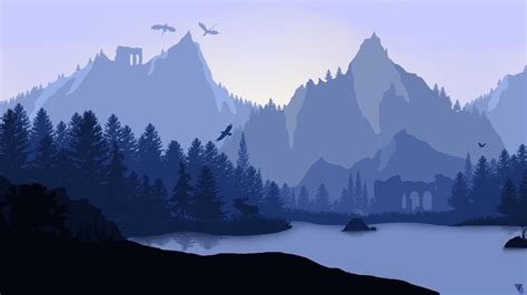 Minimalistic Mystical Mountains 1920 X 1080 Wallpapers