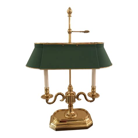 By globe electric (40) forest 16 in. Brass Two Arm Table Lamp With Green Metal Shade | Lamp, Table lamp, Green light shade