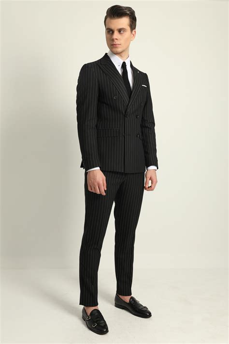 Mafia Striped Double Breasted Suit Slim Fit