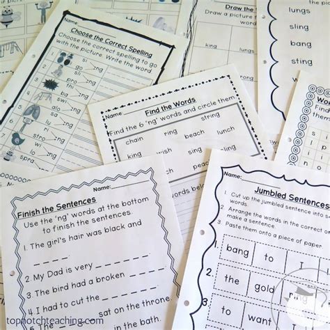 Digraph Ng Words Worksheets And Activities Top Notch Teaching