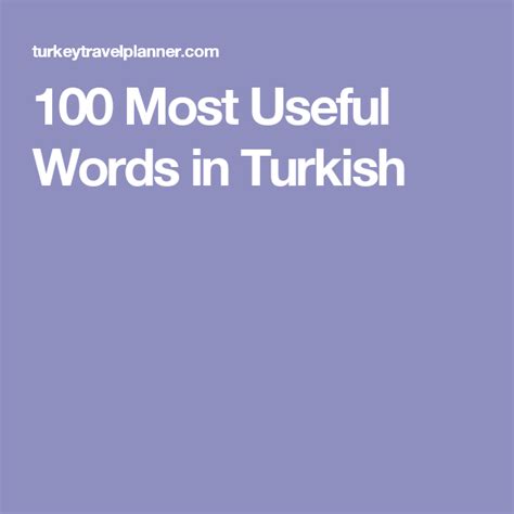 Most Useful Words In Turkish Turkish Language Words Turkish