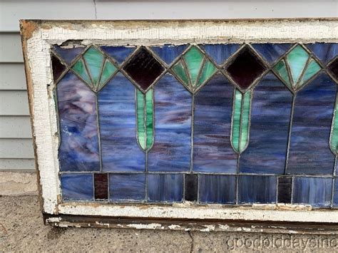 Beautiful Antique Stained Leaded Glass Transom Window 40 X 21 Ebay