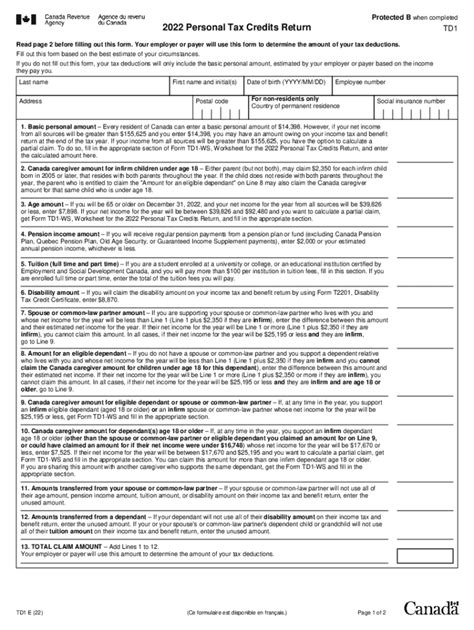 Td1 Form 2023 Printable Forms Free Online