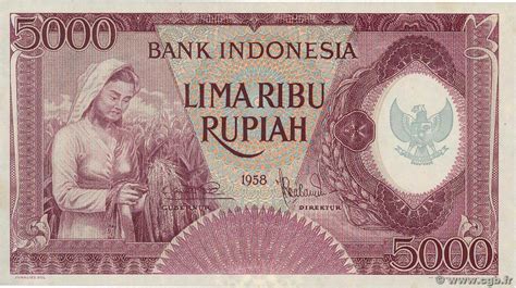 5000 Rupiah Indonesia 1958 P064 B860305 Banknotes