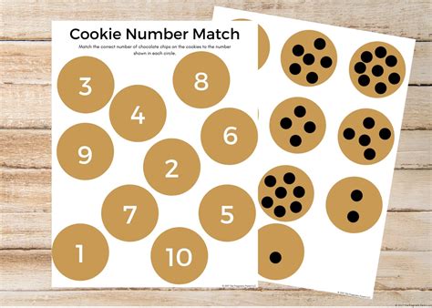 Cookie Number Matching Learning To Count Kindergarten Worksheet