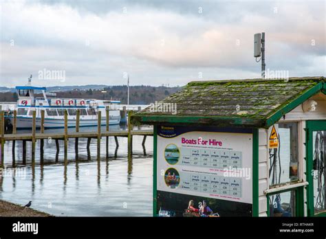 Ambleside Jetty On Lake Windermere With Boats For Hirelake District