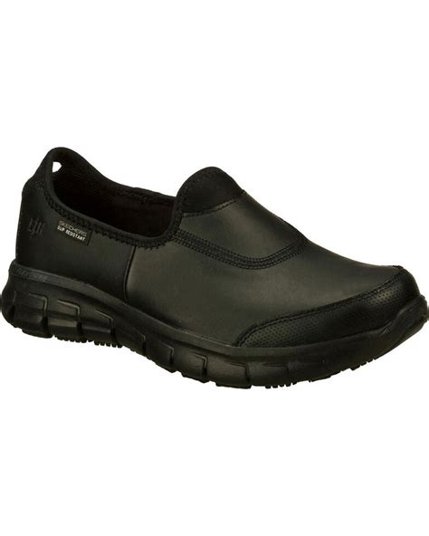 Skechers Womens Black Sure Track Slip Resistant Slip On Work Shoes