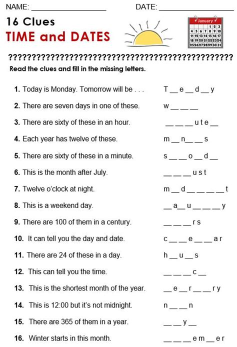 Dates In English Worksheets Telegraph