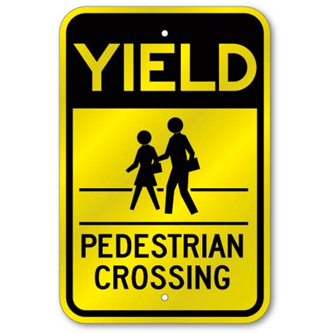 Yield Pedestrian Crossing Sign Outdoor Reflective Aluminum 80 Mil