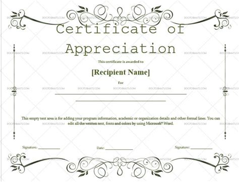 Certificate Of Appreciation Green 2280 Doc Formats Certificate