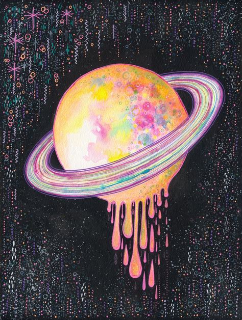 Space Station Love — Asja Boros Trippy Painting Hippie Art Space Art