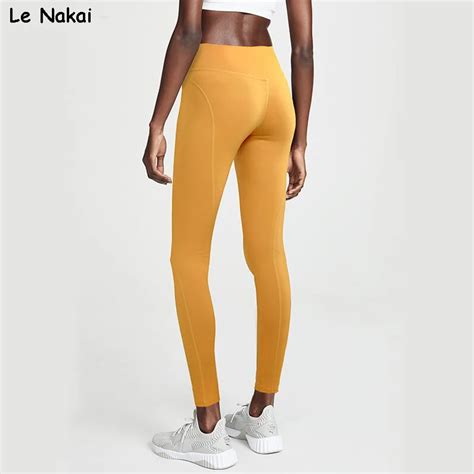 High Wasted Yellow Yoga Pants For Women Booty Scrunch Workout Gym