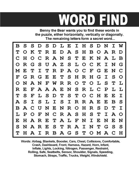 Car Word Search Free Activity Shelter