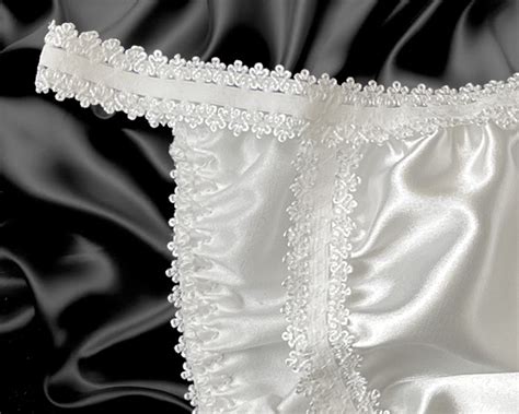 Ivory White Satin Sissy Frilly Lace Tanga Knickers Bikini Panties Size 10 20 Ebay
