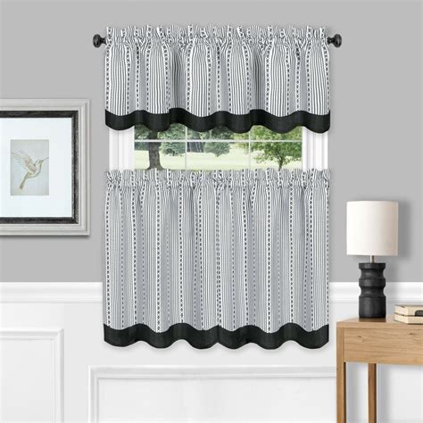 Farmhouse Striped Café Kitchen Curtain Tier And Valance Set Assorted