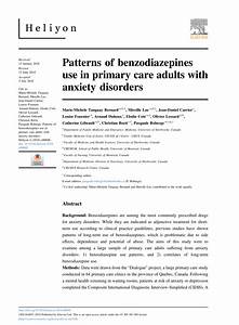 Pdf Patterns Of Benzodiazepines Use In Primary Care Adults With