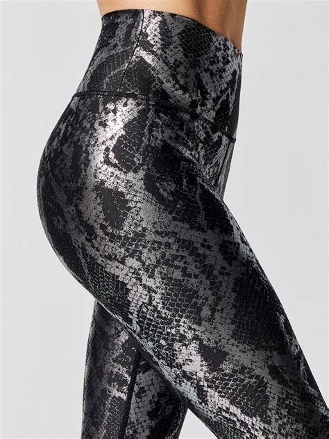 Metallic Snake High Rise Legging Black Holographic Snake Print