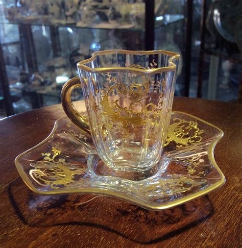 Moser Glass Cup And Saucer C 1890 Moorabool Antiques Galleries