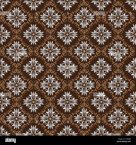 Beautiful Flower Pattern In Javanese Batik With Simple Dark Brown Color