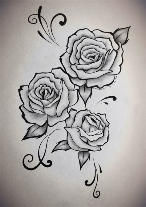 Three Roses Tattoo Design On The Back Of A Woman S Shoulder