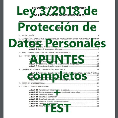 Preguntas Tipo Test Sobre La Ley De Protecci N De Datos Personales