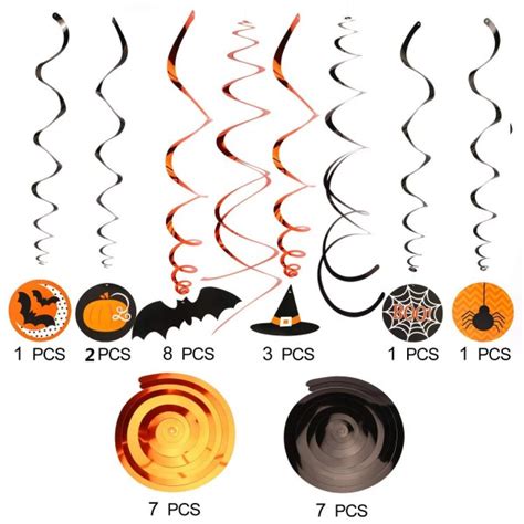 30 Pieces Halloween Hanging Swirl Party Decorations Witches And Bats