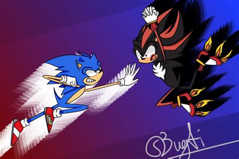 Sonic Vs Shadow Fanart Sonic The Hedgehog Amino