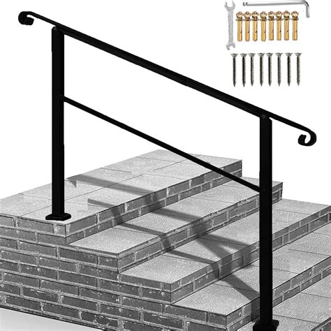 Buy Metty Metal Outdoor Stair Railingblack Handrails For Outdoor Steps