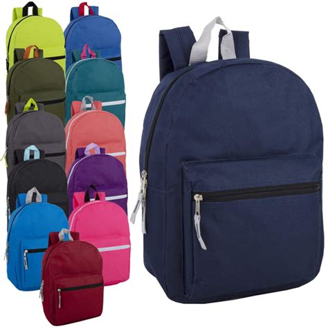 Wholesale 15 Inch Basic Backpack 12 Colors Instock Supplies