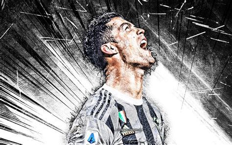 Download Wallpapers Cristiano Ronaldo 2020 Grunge Art Juventus Fc