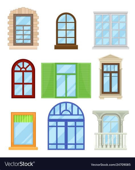 Collection Of Cartoon Colored Windows On White Vector Image
