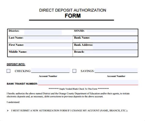Free 7 Sample Direct Deposit Authorization Forms In Pdf Ms Word