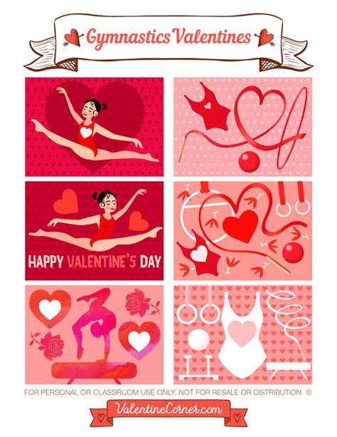 Free Printable Gymnastic Valentine Cards