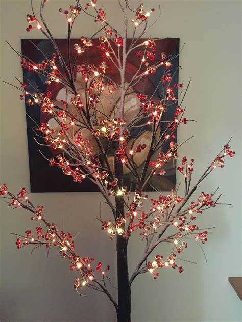 7ft Christmas Berry Twig Tree Pre Lit Led Warm White Lights Indoor