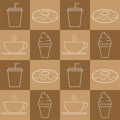 Illustration Vector Design Of Donuts Plastic Glass Ice Cream Coffee