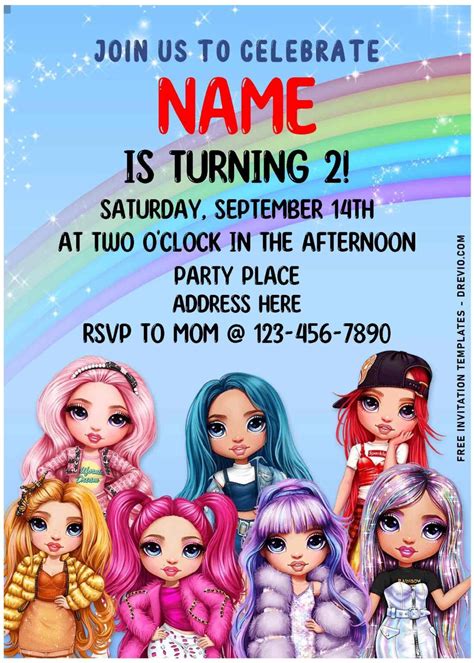 Birthday Party Invitations Free Rainbow Invitations Girls Birthday