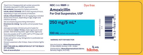 Amoxicillin 250mg 5ml Suspension 150ml Hikma Pharmaceutical