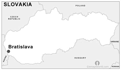 Pozsony, city , sw slovakia, on the danube river and near the austrian and hungarian borders. Slovakia Capital Map Black and White | Black and White ...