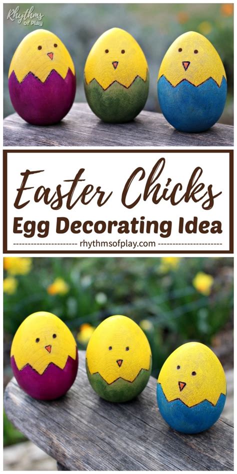 Easter Chick Craft Wooden Egg Decorating Idea Rhythms Of Play