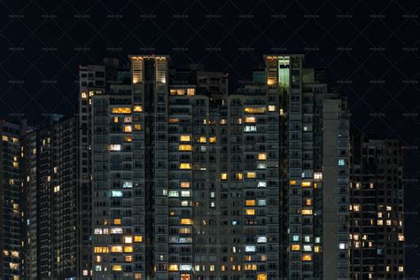 Building With Lights At Night Stock Photos Motion Array