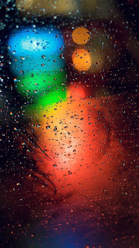 Bokeh Water Droplets On Colorful Background Colors Rain Hd Phone