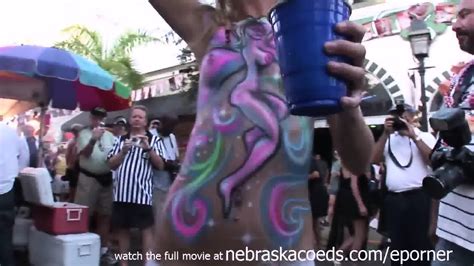 Body Painted And Flashing Girls During The Day At Mardi