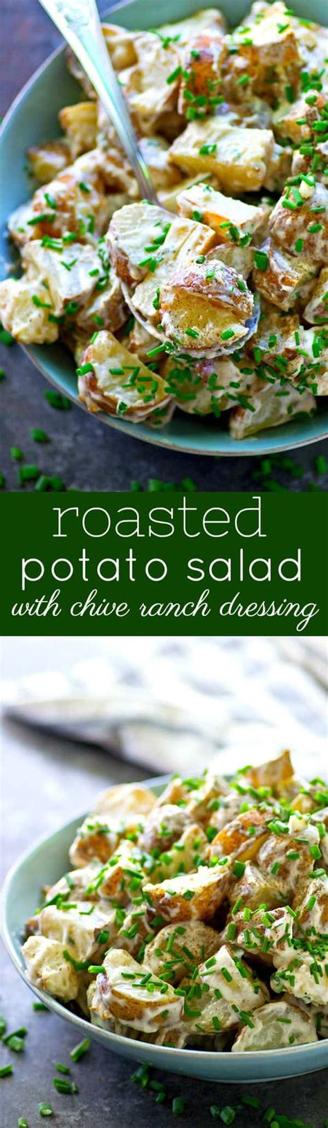 If you're in a pinch, you can chop the potatoes, remember. Roasted Potato Salad with Chive Ranch Dressing