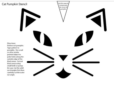 Download Cat Face Pumpkin Carving Pattern Stencil Template Designs Free