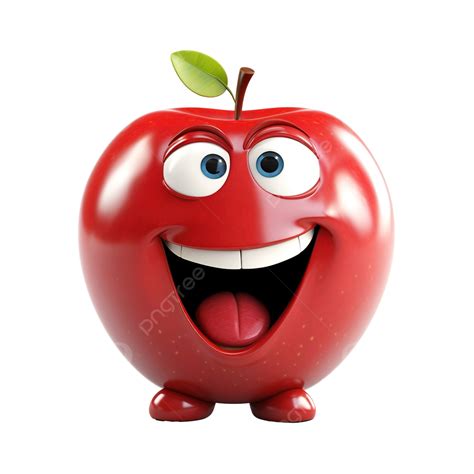 Funny Red Apple Character Png Red Apple Funny Png Transparent Image