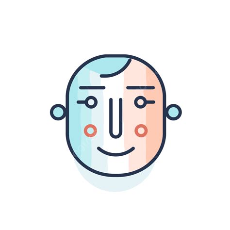 Man Face In Blue And White Line Icon Vector Face Lineal Icon Flat