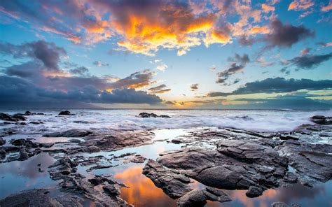 Clouds Coast Hawaii Rock Reflection Nature Landscape Hdr Sea Wallpapers Hd Desktop And