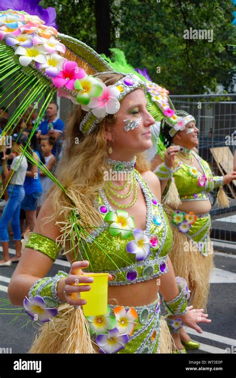 Street Parade Dancers At The 2019 Rotterdam Summer Carnival Rotterdam The Netherlands Stock